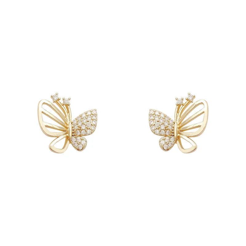 Pendientes de Poste de Mariposa con Zirconia