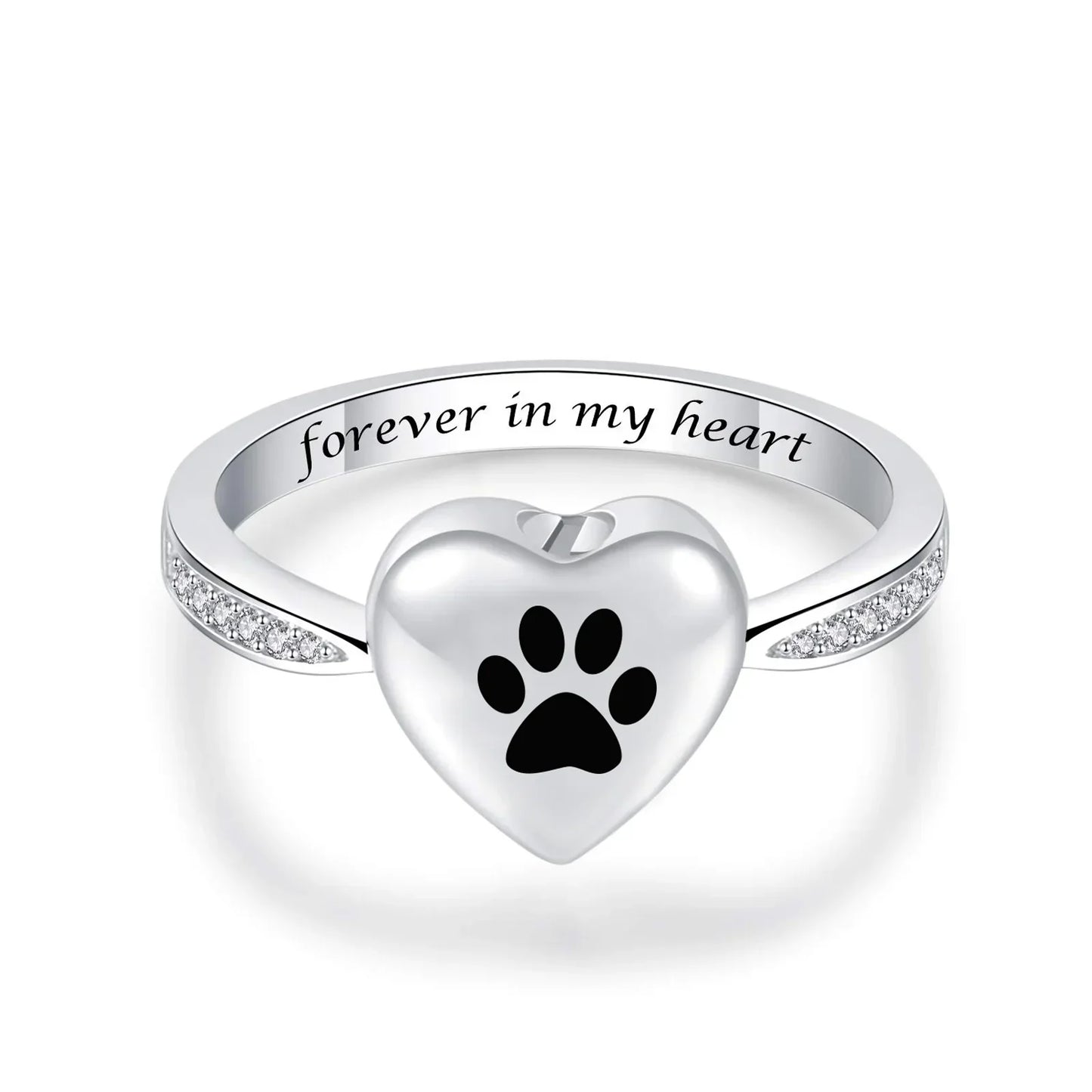 Anillo Urna de Corazón y Huella de Pata