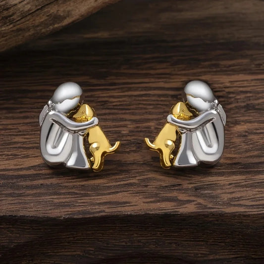 Pendientes de Abrazo en Dos Tonos Plata y Oro