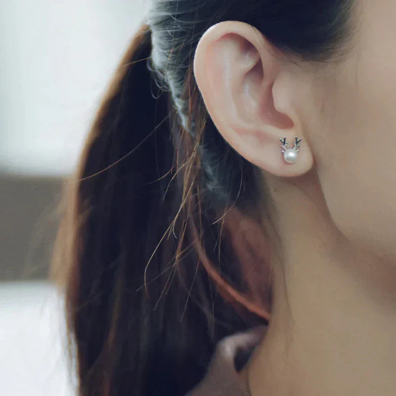 Pendientes de Reno con Perla