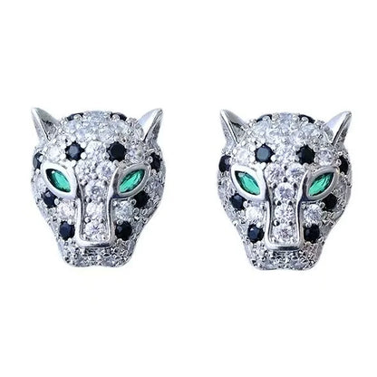 Pendientes de Declaración de Leopardo con Cristales Coloridos