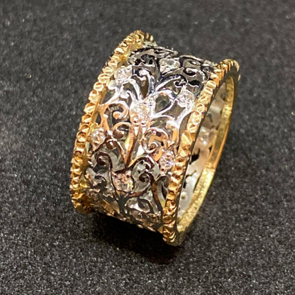 Claudia - Anillo vintage de circonita con forma de hiedra