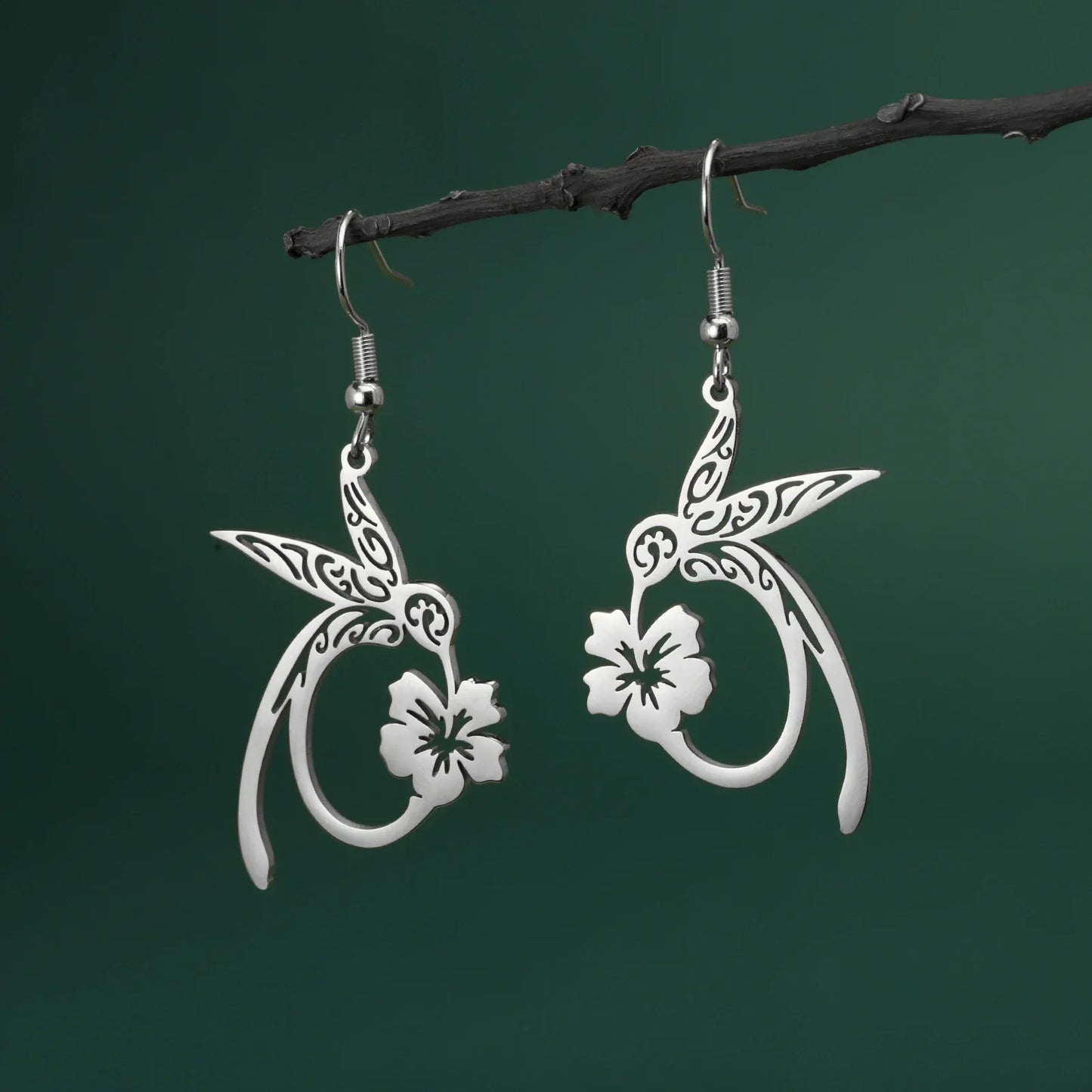 Pendientes de Colibrí del Espíritu en Acero Inoxidable