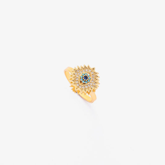 Anillo giratorio de zafiro Sunburst | Oro