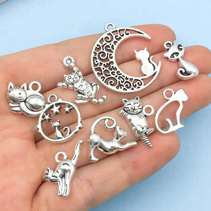 Colección Vintage de Dijes de Gato en Plata