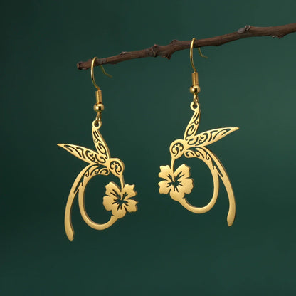 Pendientes de Colibrí del Espíritu en Acero Inoxidable