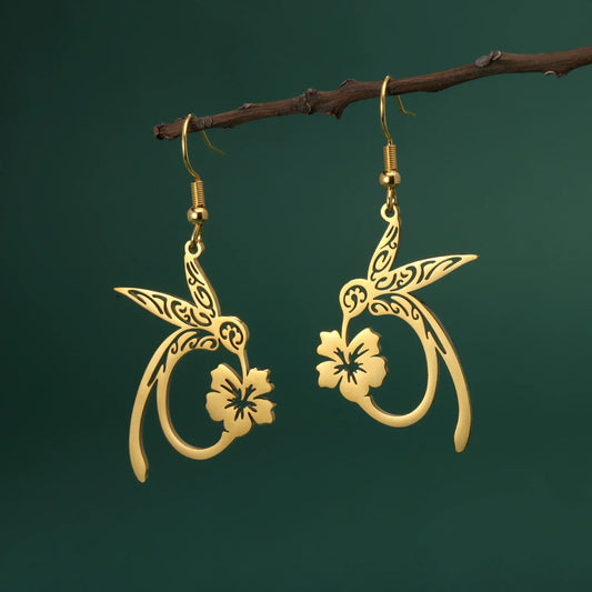 Pendientes de Colibrí del Espíritu en Acero Inoxidable