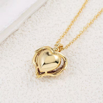 Collar Corazón de Rubí Abrazo de Ángel | Oro