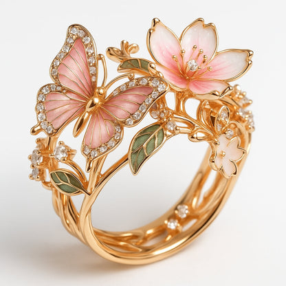 Anillo de Mariposa Brillante con Circonita Naturaleza