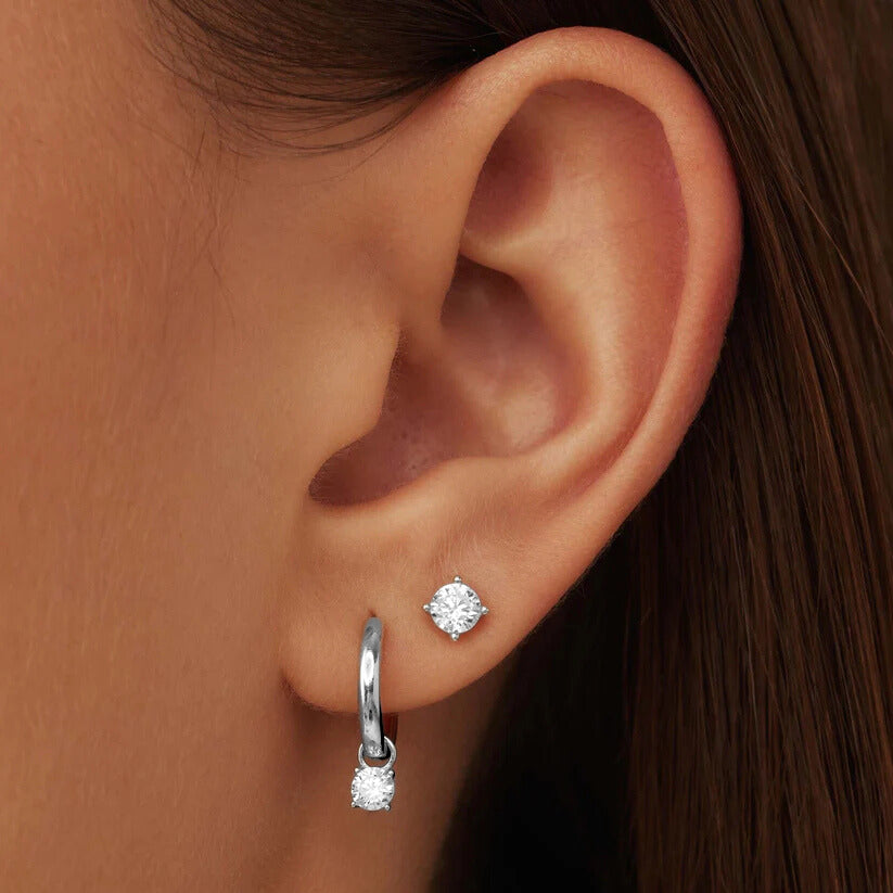 Set de Aretes con Piedras Larmes de Lune | Oro Blanco