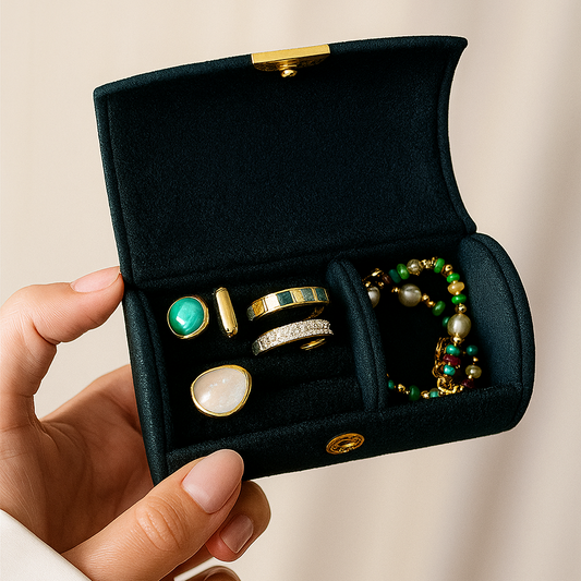 Caja de Organización de Joyería de Terciopelo