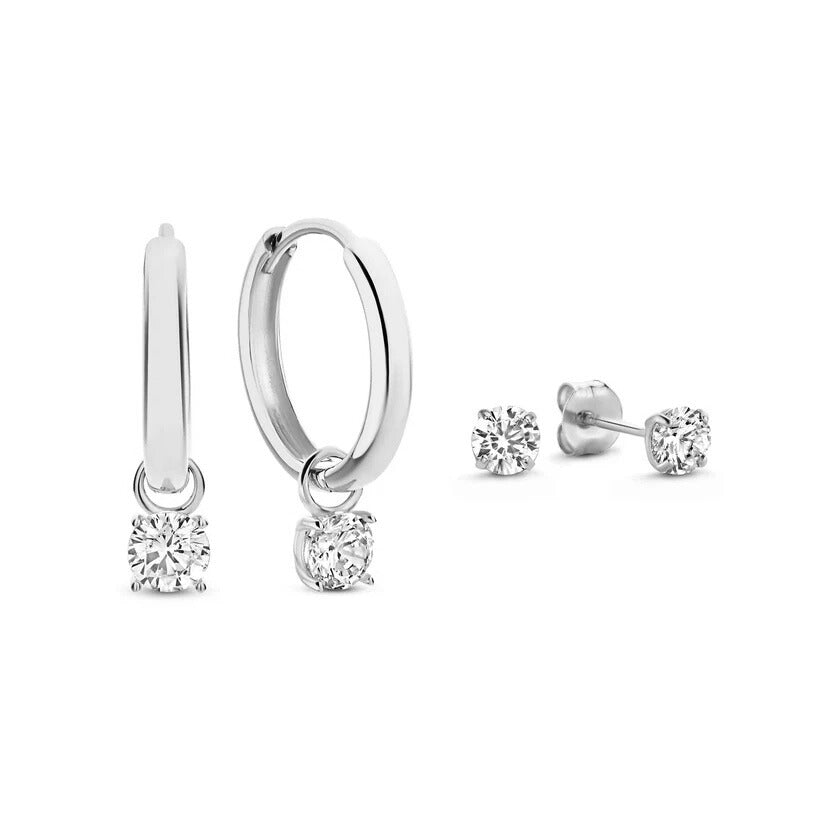 Set de Aretes con Piedras Larmes de Lune | Oro Blanco