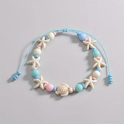 Tobillera Oceano Infinito con Cuerda de Abalorios Acrílicos