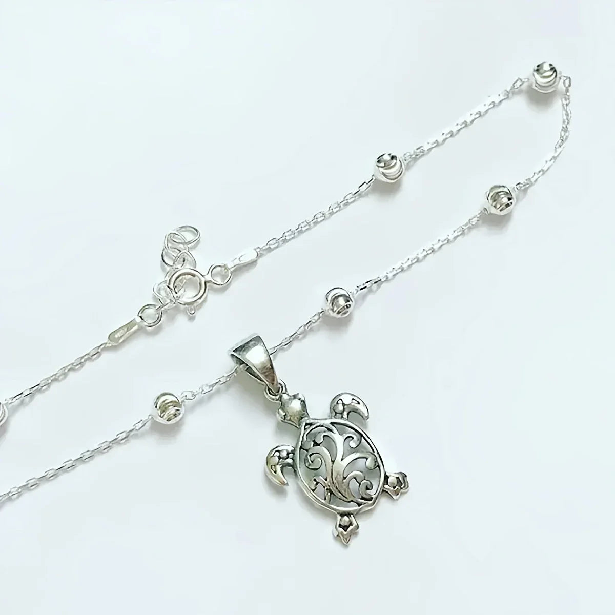 Tobillera Tortuga Bohemia con Cuentas Redondas Impermeable