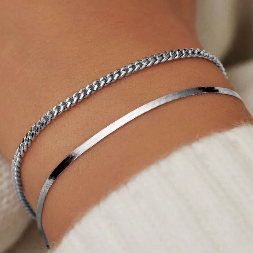 Pulsera Serpiente Sol | Oro Blanco