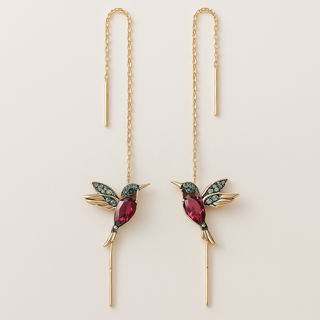 Pendientes de Colibrí con Esmalte y Zirconia