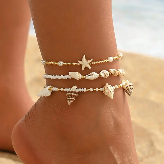 Tobillera para Mujer Estilo Océano de 3 Piezas