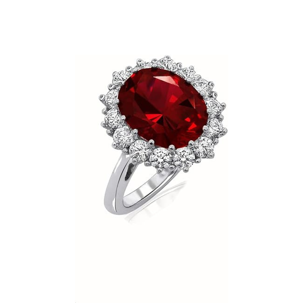 Anillo Corona Escarlata de Rubí | Oro Blanco