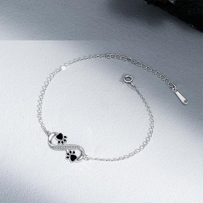 Pulsera de Pata de Mascota con Símbolo Infinito y Zirconia
