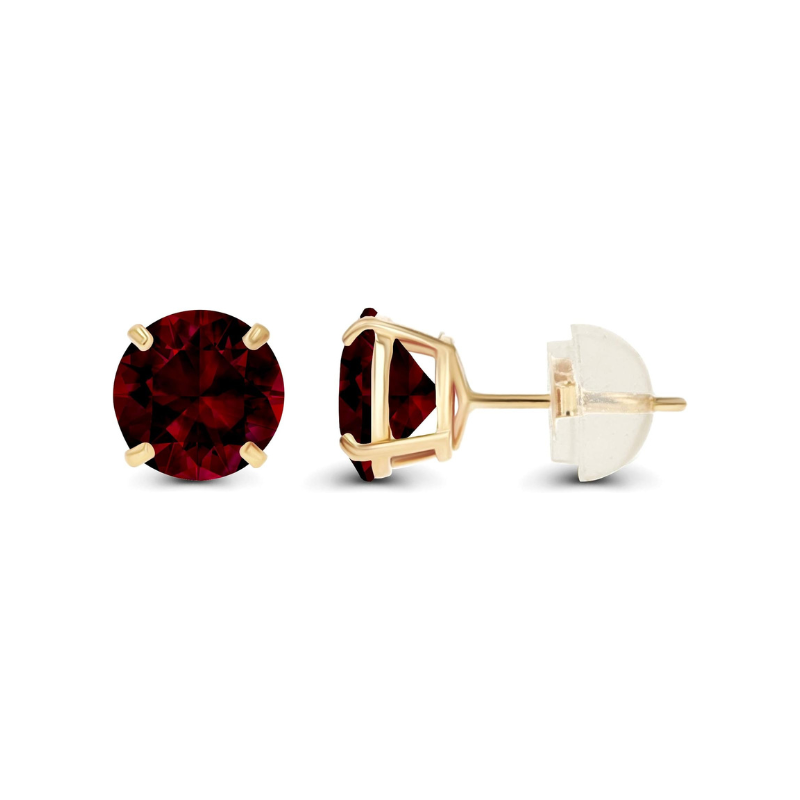 Aretes Stud Redondos de Rubí | Oro