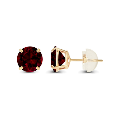 Aretes Stud Redondos de Rubí | Oro