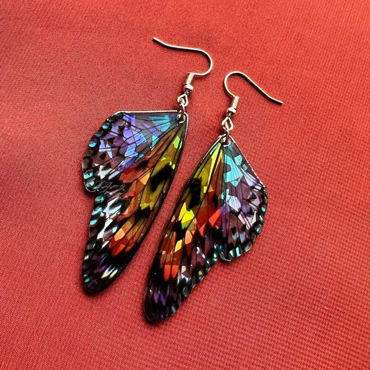 Pendientes Vintage de Alas Coloridas de Mariposa