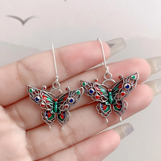 Pendientes Vintage de Mariposa Colorida