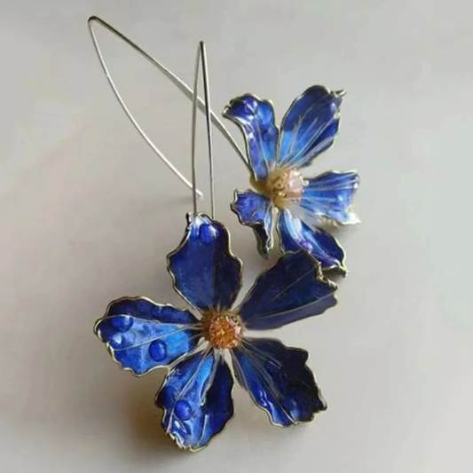 Pendientes Vintage de Flor Azul