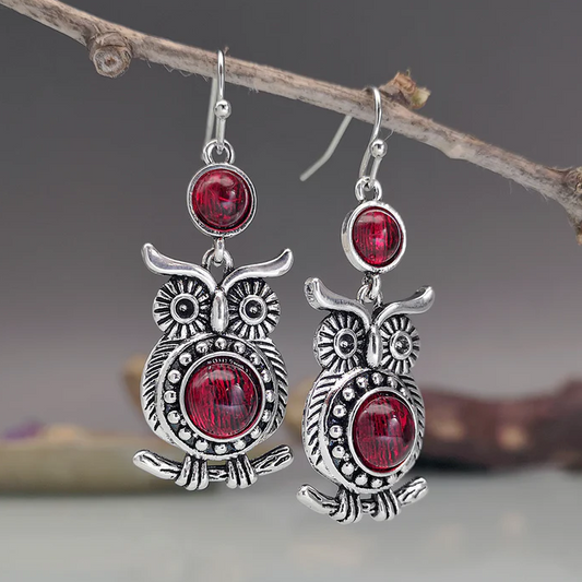 Pendientes Vintage de Búho Rojo