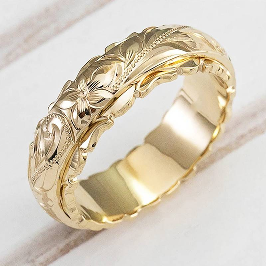 Anillo vintage de flor dorada