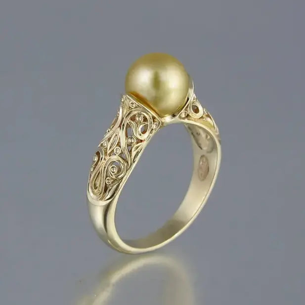 Anillo Vintage Perla Dorada