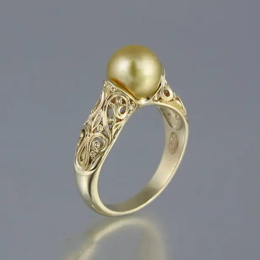 Anillo Vintage Perla Dorada