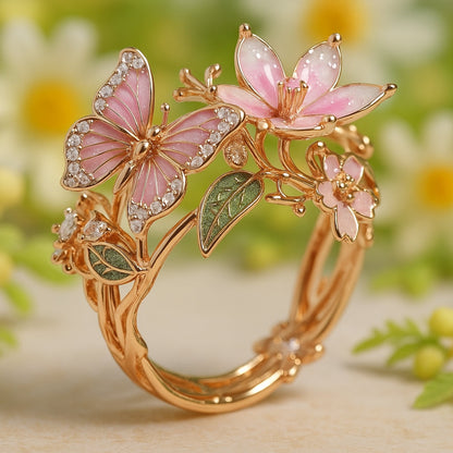 Anillo de Mariposa Brillante con Circonita Naturaleza