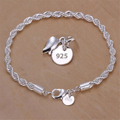 Pulsera tipo cuerda trenzada de plata 925