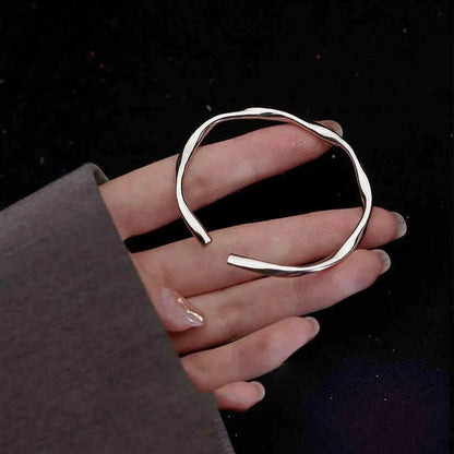 Pulsera gruesa de plata 925 ajustable de forma irregular