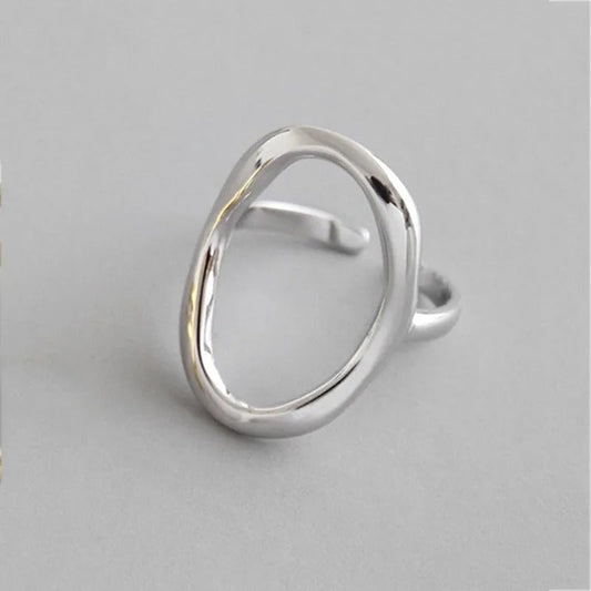 Anillo ajustable de plata 925 con forma irregular de esfera