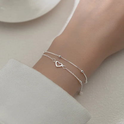 Pulsera fina de plata 925 con corazón