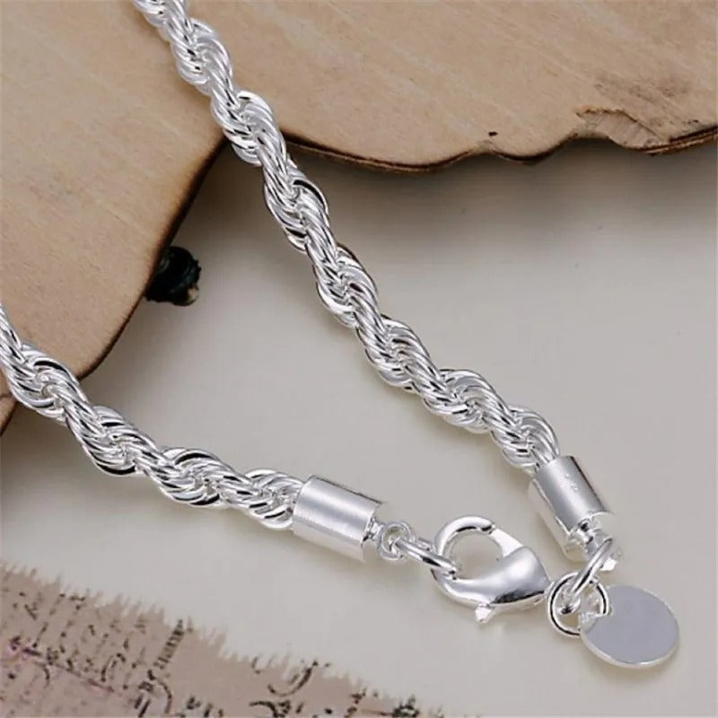 Pulsera tipo cuerda trenzada de plata 925