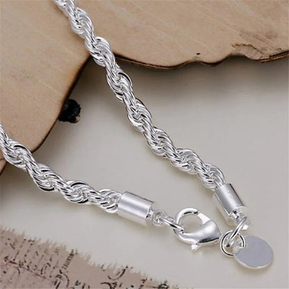 Pulsera tipo cuerda trenzada de plata 925
