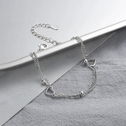 Pulsera fina de plata 925 con corazón