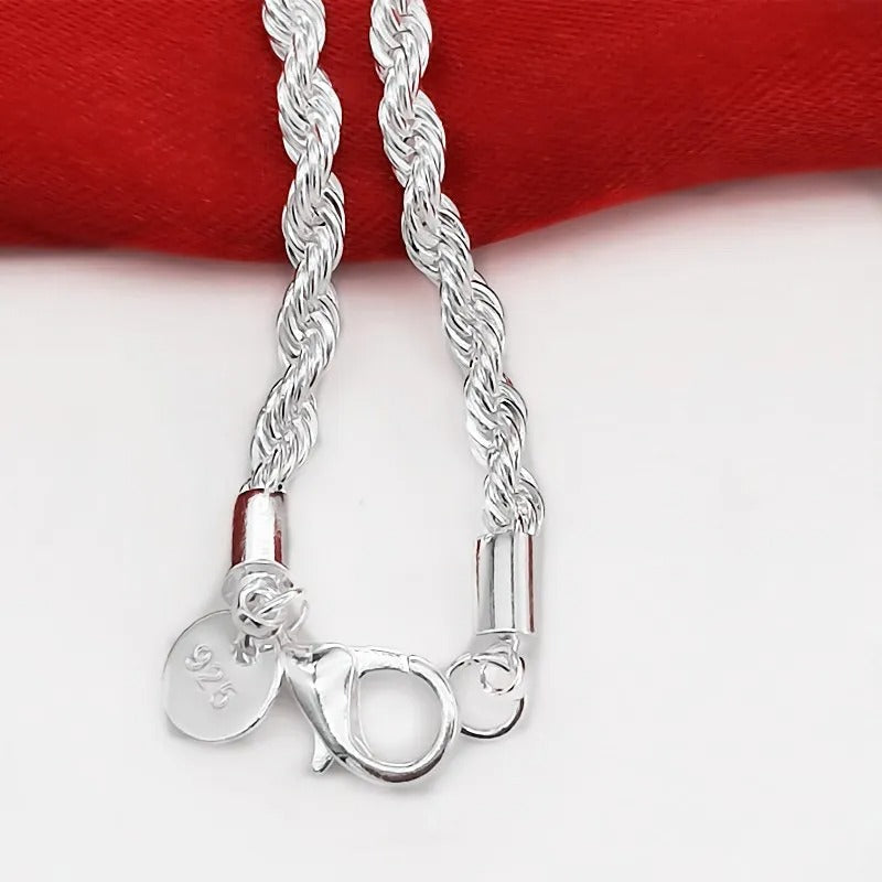 Pulsera tipo cuerda trenzada de plata 925
