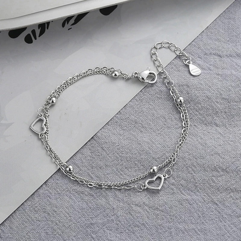 Pulsera fina de plata 925 con corazón