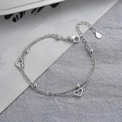 Pulsera fina de plata 925 con corazón