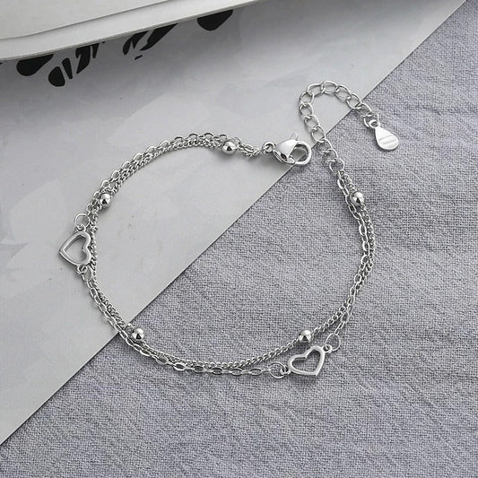 Pulsera fina de plata 925 con corazón
