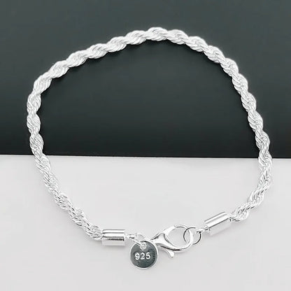 Pulsera tipo cuerda trenzada de plata 925