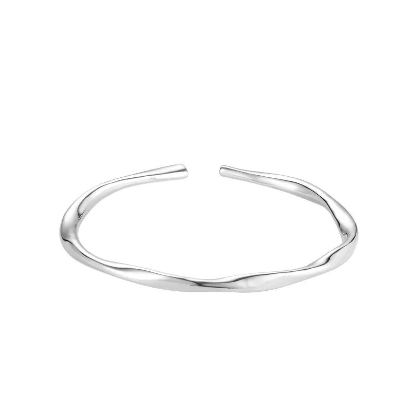 Pulsera gruesa de plata 925 ajustable de forma irregular