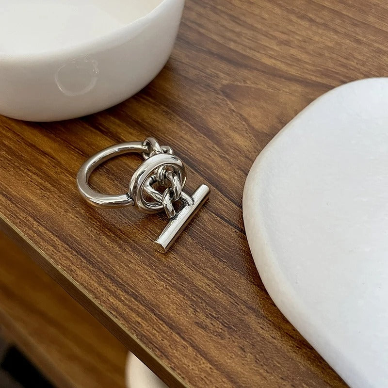 Anillo ajustable de diseño de plata 925