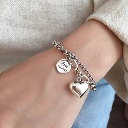 Pulsera de plata 925 con grabado "Love Forever" + 2 charms gratis