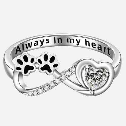 Anillo de Pata con Zirconia, Diseño de Corazón e Infinito