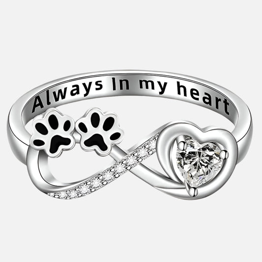 Anillo de Pata con Zirconia, Diseño de Corazón e Infinito